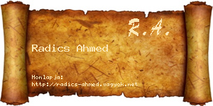 Radics Ahmed névjegykártya